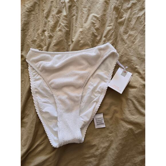 NWT Good American ALWAYS FITS GOOD WAIST BIKINI BOTTOM CLOUD WHITE  size-XXS/XS - Picture 2 of 5